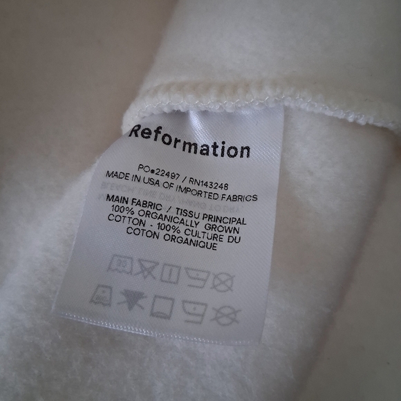 Reformation Hampton Sweat Dress Cotton With Fleece Lining In Cream Size Medium - Picture 6 of 10